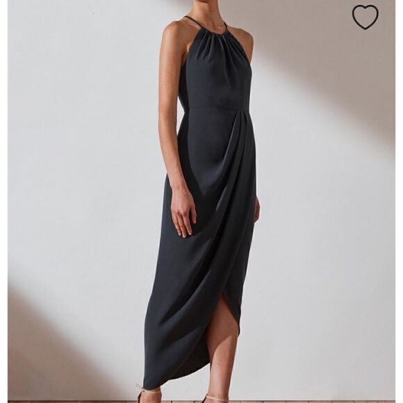 New Shona Joy High Neck Ruched Dress in Green size 4 - Picture 4 of 12